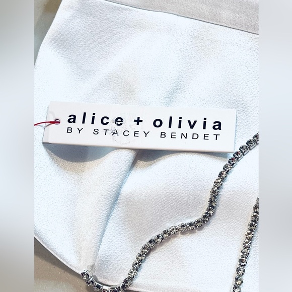 Alice + Olivia SUTTON CRYSTAL STRAP MINI DRESS, Solid White, Size 0 - Picture 7 of 16